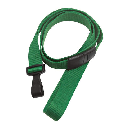 A Wide 5/8" Lanyard with No Twist Plastic Hook (2138-478X) with a black plastic buckle on one end and a no-twist plastic hook on the other. Sold by Specialist ID.