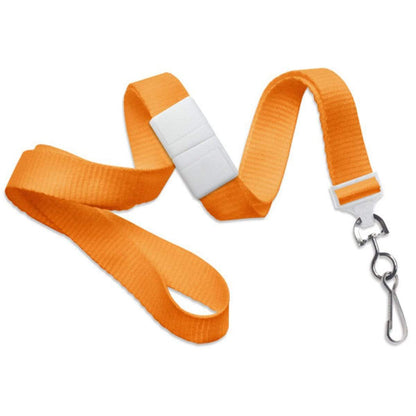 An orange Flat Wide Breakaway Lanyard with Swivel Hook - 5/8 Inch Width (2138-500X) with a white safety buckle. Sold by Specialist ID.