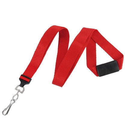 A Flat Wide Breakaway Lanyard with Swivel Hook - 5/8 Inch Width (2138-500X), with a swivel hook, 5/8 inch width, and a black plastic attachment. Sold by Specialist ID.