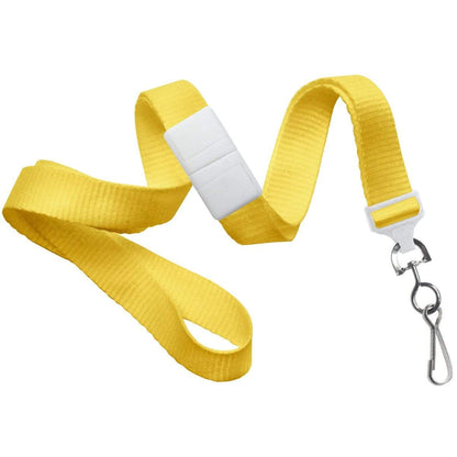 A Flat Wide Breakaway Lanyard with Swivel Hook - 5/8 Inch Width (2138-500X) with a white plastic breakaway clasp and a swivel hook clip at the end. Sold by Specialist ID.