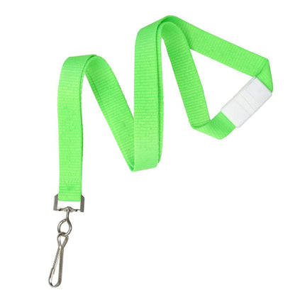 A Neon Lanyard with Safety Breakaway Clasp - High Visibility Bright Soft Lanyards (2138-504X) with a swivel hook attachment at one end and a white breakaway safety buckle near the top.