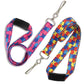 Two colorful Autism Awareness Flat Breakaway Lanyards With Swivel Hooks (2138-5281, 2138-5282) with breakaway clasps, metal swivel hooks, and black end protectors are displayed against a white background.