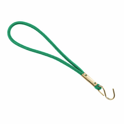 A green Elastic Wrist Band With Brass "S" Hook 2140-220X forming a loop. Sold by Specialist ID.