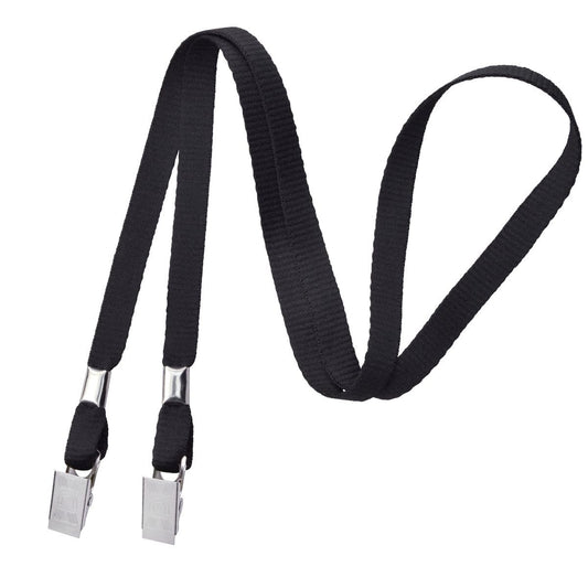 This Double Clip Lanyard with 2 Bulldog Clips - Flat, Soft Material Neck Straps for Large Badge Holder Credentials (2140-530X), featuring a dual bulldog clip at each end, is ideal for securely attaching your ID badge holder.