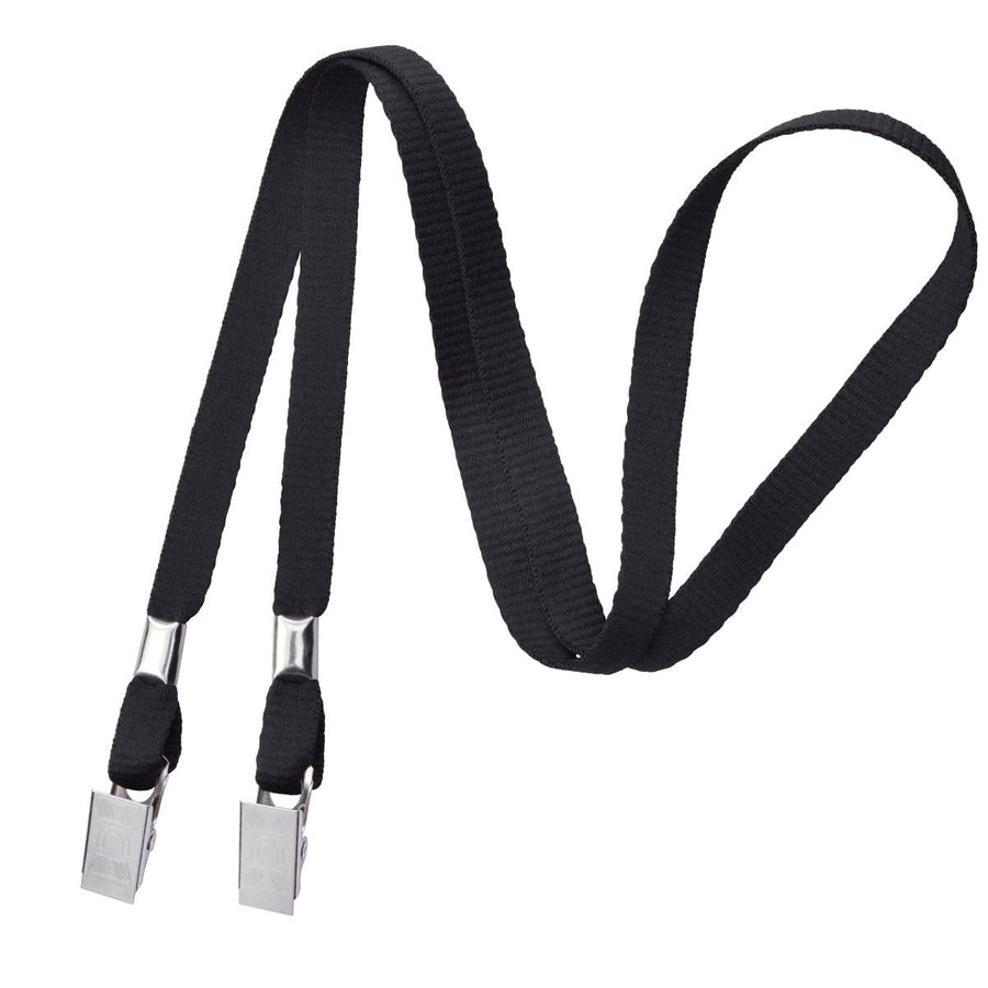This Double Clip Lanyard with 2 Bulldog Clips - Flat, Soft Material Neck Straps for Large Badge Holder Credentials (2140-530X), featuring a dual bulldog clip at each end, is ideal for securely attaching your ID badge holder.