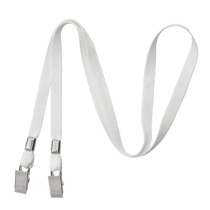 Double Clip Lanyard with 2 Bulldog Clips - Flat, Soft Material Neck Straps for Large Badge Holder Credentials (2140-530X) resembling an exhibition lanyard, shown on a white background.