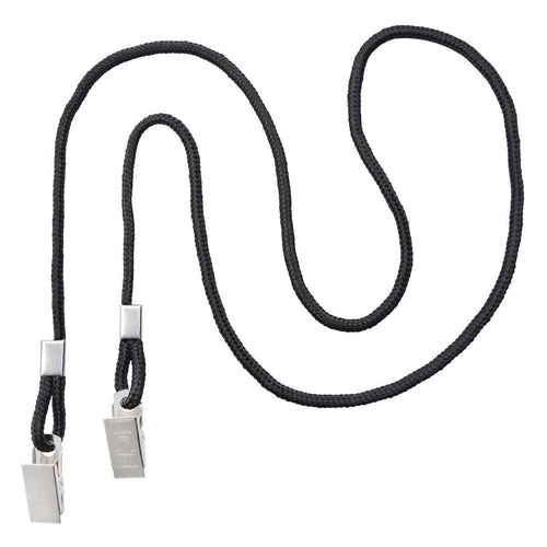 Black Black Open Ended Event Lanyard with 2 Bulldog Clips 2140-6001 2140-6001
