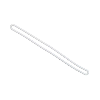 A flexible rugged loop with a 6" length, this 6" Plastic Luggage Tag Loop Straps in Solid Colors - Red, Green, Black, Blue & White (2410-200X) boasts an elongated loop shape similar to plastic luggage worm loops.