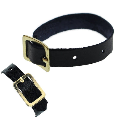 Black Genuine Leather Luggage Strap with Brass-Plated Buckle, 3 Holes (2420-1041)