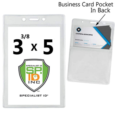 3 5/8 x 5 Special Event Badge & Credential Badge Holder with Business Card Pocket on Back (P/N 306-2P46)