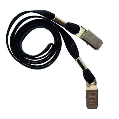 A 5 Pack Double Ended Lanyards with Bulldog Clips - Comfortable Premium Economy Neck Strap Badge Holder for Events, coiled neatly, reminiscent of a premium neck strap. Sold by Specialist ID.
