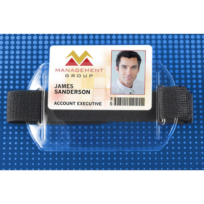 Heavy Duty Horizontal Armband Badge Holder with Elastic Hook & Loop Strap (504-AR1X)