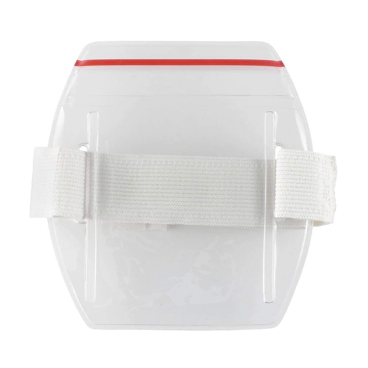 White Vertical Armband ID Badge Holders with Zipper Top (504-ARZB & 504-ARZW) 504-ARZW