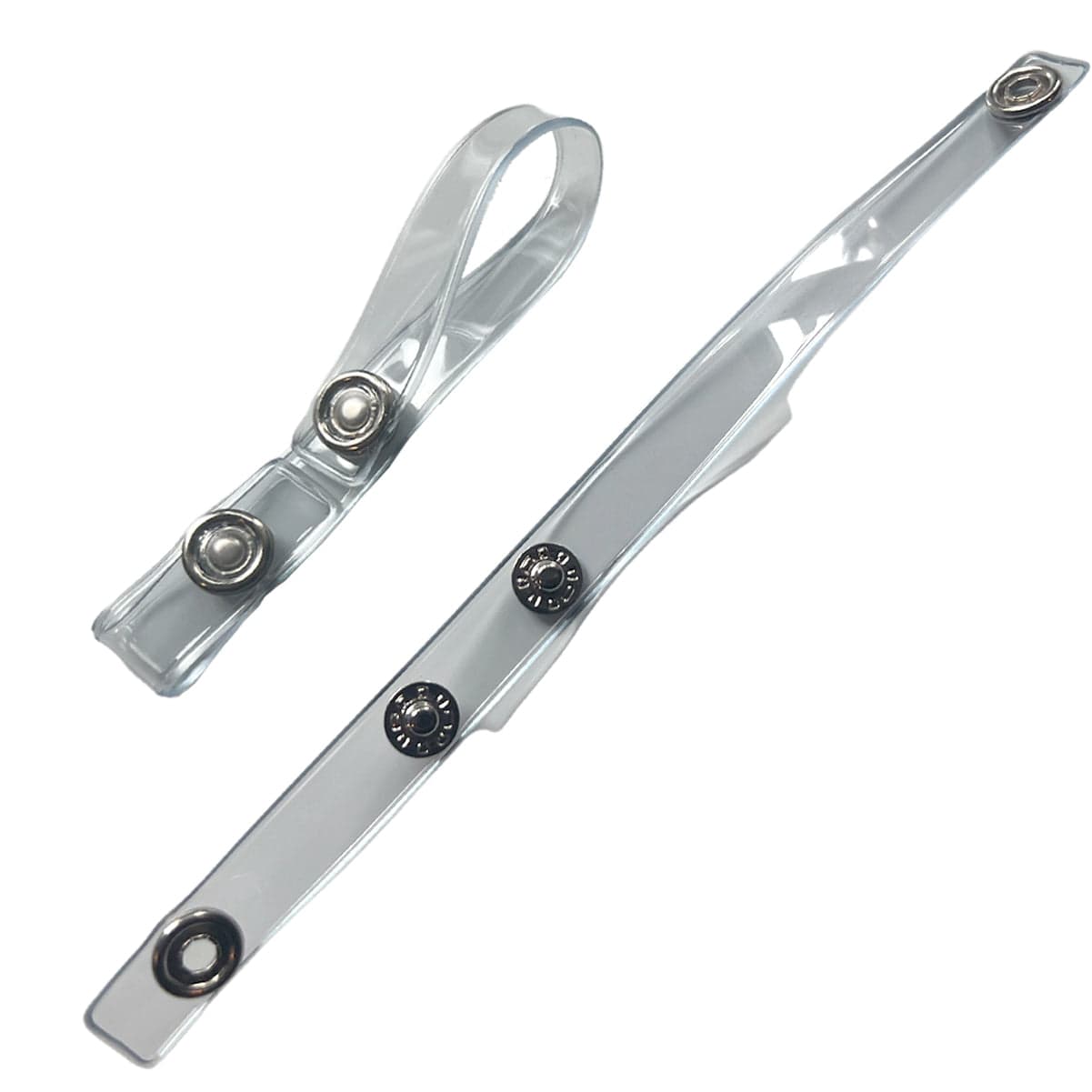 505-M clear vinyl belt badge strap with metal snap buttons