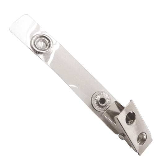505-SD clear vinyl ID badge strap clip with steel snap and two-hole clip