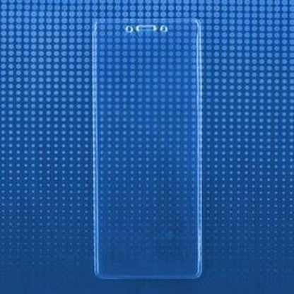 3X8 Clear Vinyl Vertical Extra Large Badge Holder (506-35875) displayed against a blue, dotted background.