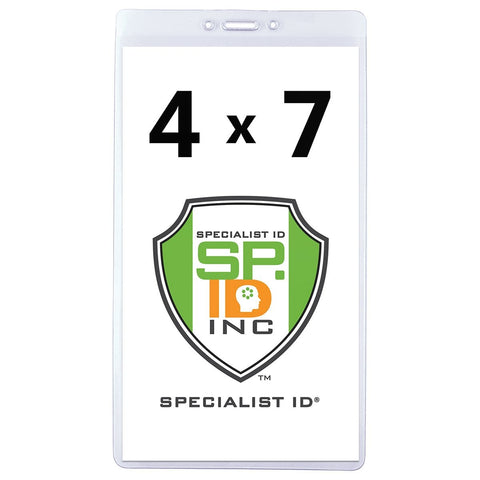 4x5 Badge Holder - USA Made - Large, Plastic 4 x 5 Card Sleeve for Event Tickets & Passes (SPID-1600)