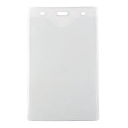 Vertical 4" X 6" Oversize Vinyl Badge Holder with Opaque Back (506-456) with two round holes and one oval slot at the top, perfect as an oversize vinyl badge holder for large event tickets.