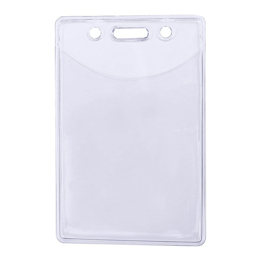 Premium Vinyl Vertical Badge Holder (506-N) with a vertical design, featuring two holes and a slot for easy attachment.