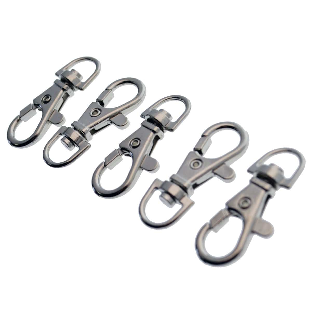 CRAFTMEMORE Lobster Claw Clasps Trigger Snap Hooks 1 1/4 x 1/2 Landyard  Swivel Clip 10 Pack HO1 (Silver)