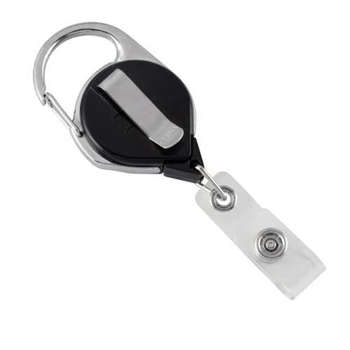 Black No Twist Badge Reel with Carabiner And Belt Clip (704-CLP) 704-CLP-BLK