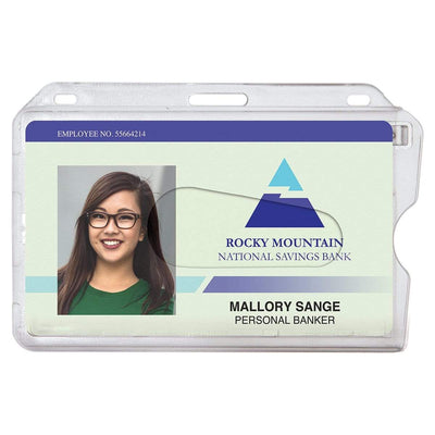 Polycarbonate Slim Horizontal Clear Rigid ID Card Dispenser - Clear Hard Plastic - with Thumb Notch