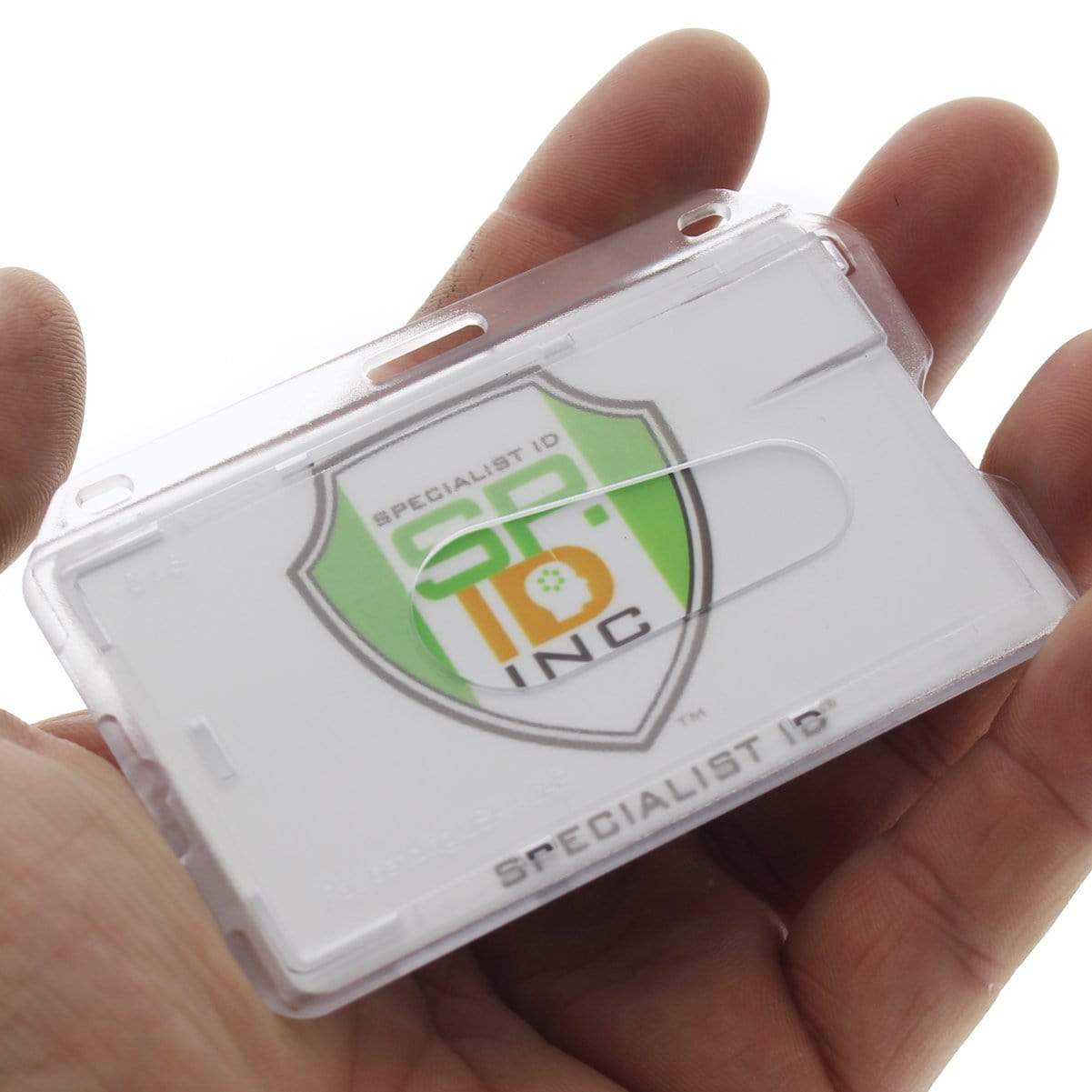 Polycarbonate Slim Horizontal Clear Rigid ID Card Dispenser - Clear Hard Plastic - with Thumb Notch 706-T1