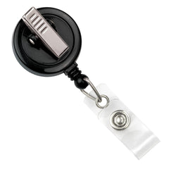 Black Max Label badge reel with smooth 1 inch logo face