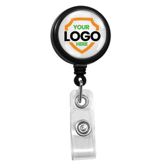 Black custom badge reel with your logo here dome label preview