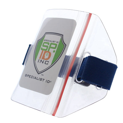 Vertical Armband Badge Holder with Side Zip Seal (ABH-V-BLU-ZIP)