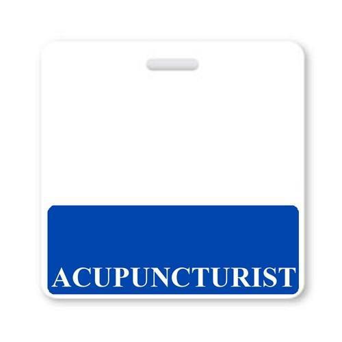 Acupuncturist Badge Buddy - Horizontal Hospital ID Role Identifier (Blue Border)
