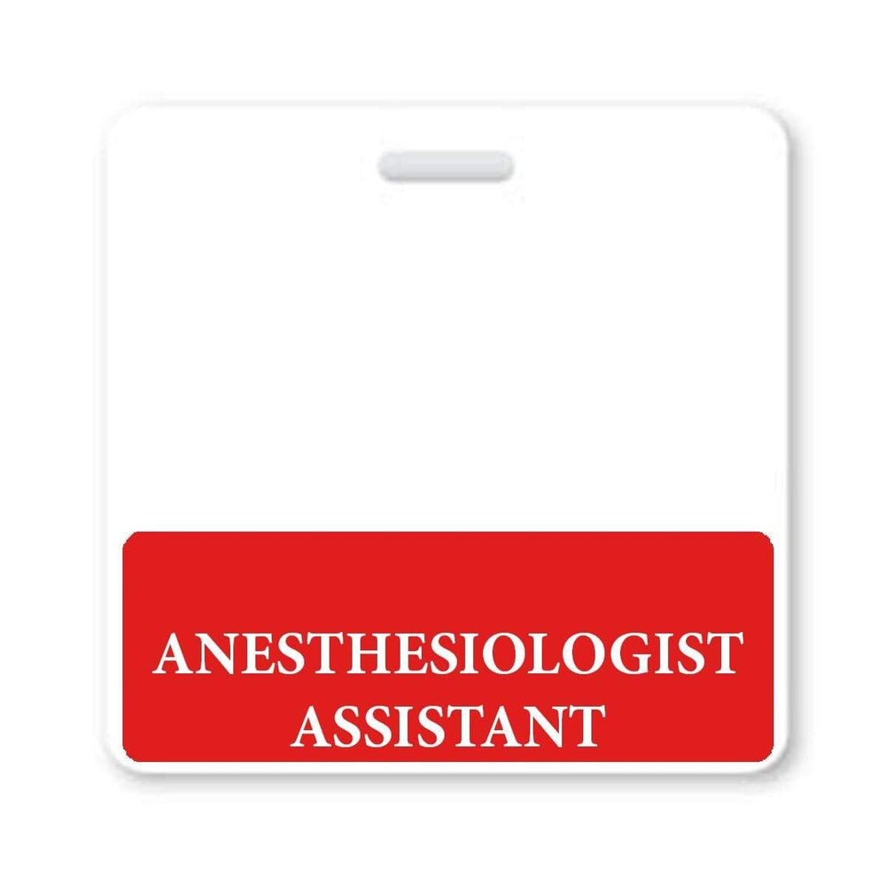 Anesthesiologist Assistant Badge Buddy - Horizontal Hospital ID Role Identifier (Red Border)
