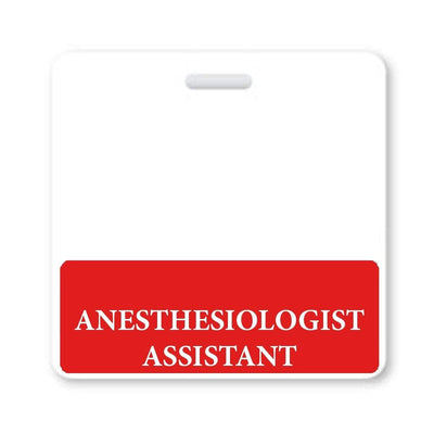 Anesthesiologist Assistant Badge Buddy - Horizontal Hospital ID Role Identifier (Red Border)