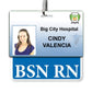 Blue BSN RN Registered Nurse Horizontal Badge Buddy - 2 Sided ID Backer for BSN Registered Nurses BB-BSNRN-BLUE-H