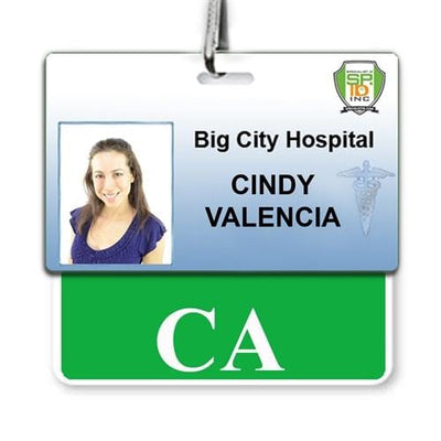 CA Badge Buddy - Horizontal Hospital ID Role Identifier (Green Border)