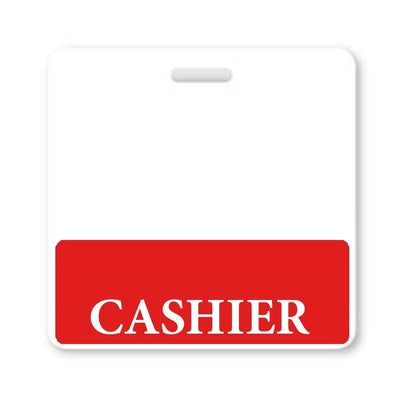 Cashier Badge Buddy - Horizontal Hospital ID Role Identifier (Red Border)
