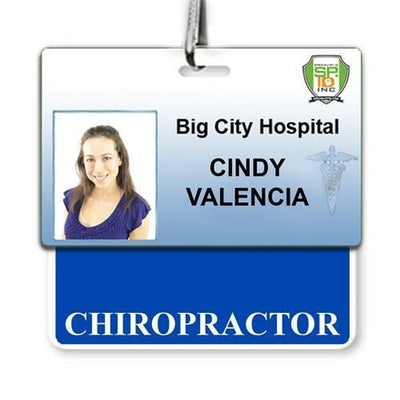 Chiropractor Badge Buddy - Horizontal Hospital ID Role Identifier (Blue Border)