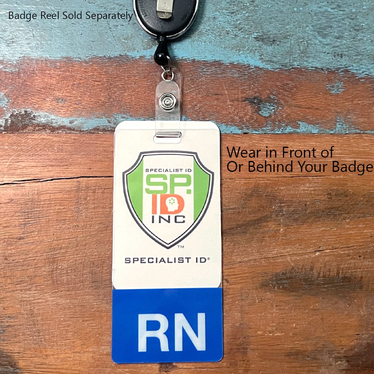 Clear Rn Badge Buddy Vertical with Color Border for Registered Nurses - Double Sided Print