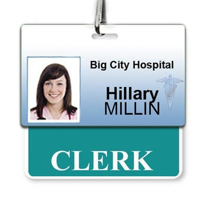 Clerk Badge Buddy - Horizontal Hospital ID Role Identifier (Teal Border)