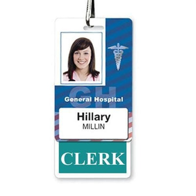 Clerk Badge Buddy - Vertical Hospital ID Role Identifier (Teal Border)