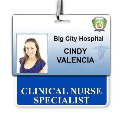 Clinical Nurse Specialist Badge Buddy - Horizontal Hospital ID Role Identifier (Blue Border)