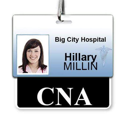 CNA Badge Buddy - Horizontal Hospital ID Role Identifier (Black Border) (White Text)