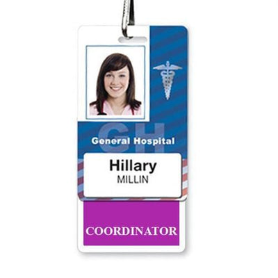 Coordinator Badge Buddy - Vertical Hospital ID Role Identifier (Purple Border)