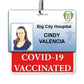 Red COVID-19 VACCINATED Badge Buddy - Horizontal Badge Backer with Red Border BB-COVID-19VACCINATED-RED-H