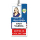 Red COVID-19 VACCINATED Badge Buddy - Vertical Badge Backer with Red Border BB-COVID-19VACCINATED-RED-V