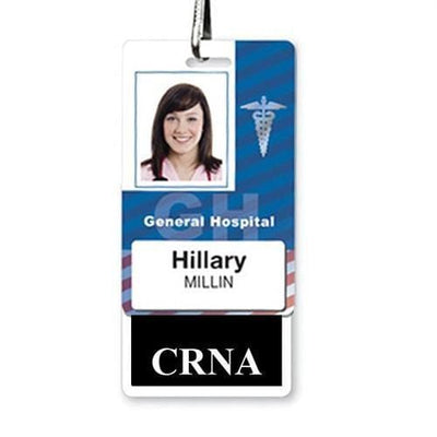 CRNA Badge Buddy - Vertical Hospital ID Role Identifier (Black Border)