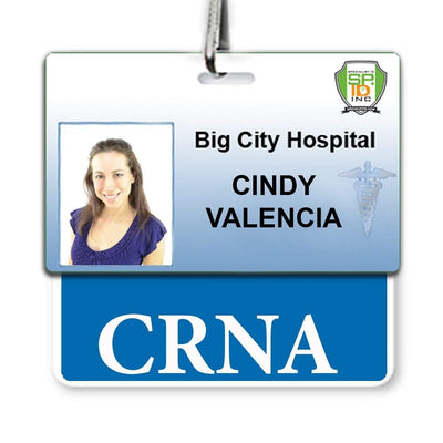 CRNA Badge Buddy - Horizontal Hospital ID Role Identifier (Blue Border)