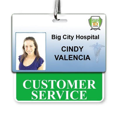 Customer Service Badge Buddy - Horizontal Hospital ID Role Identifier (Green Border)