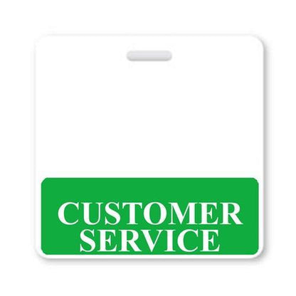 A CUSTOMER SERVICE Horizontal Badge Buddy with Green Border displaying the words "Customer Service" in white text for role recognition. Sold by Specialist ID.