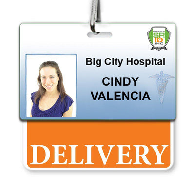 Delivery Badge Buddy - Horizontal Hospital ID Role Identifier (Orange Border)